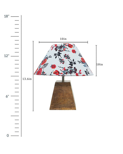 Pyramid Modern Table Lamp, Wooden Base Modern Fabric Lampshade for Home Office Cafe Restaurant, Cone
