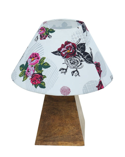 Pyramid Modern Table Lamp, Wooden Base Modern Fabric Lampshade for Home Office Cafe Restaurant, Cone