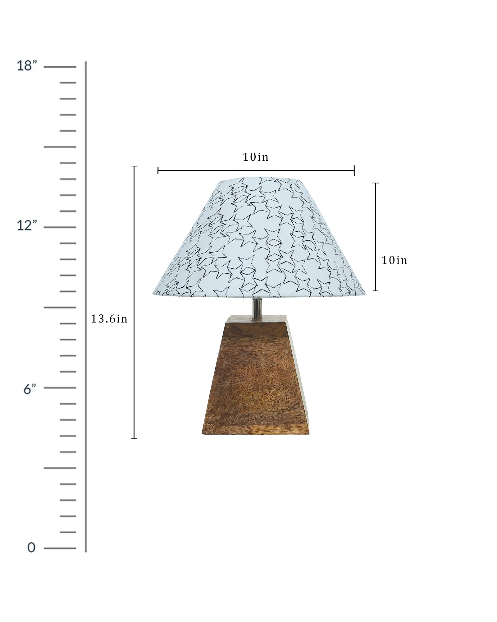 Pyramid Modern Table Lamp, Wooden Base Modern Fabric Lampshade for Home Office Cafe Restaurant, Cone