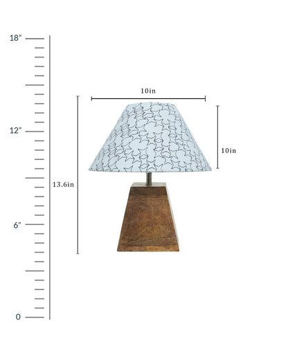 Pyramid Modern Table Lamp, Wooden Base Modern Fabric Lampshade for Home Office Cafe Restaurant, Cone