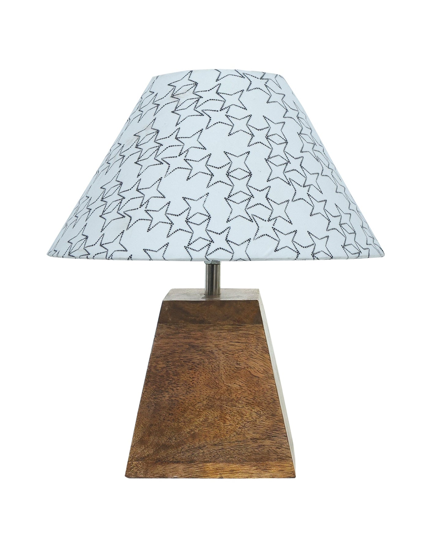 Pyramid Modern Table Lamp, Wooden Base Modern Fabric Lampshade for Home Office Cafe Restaurant, Cone