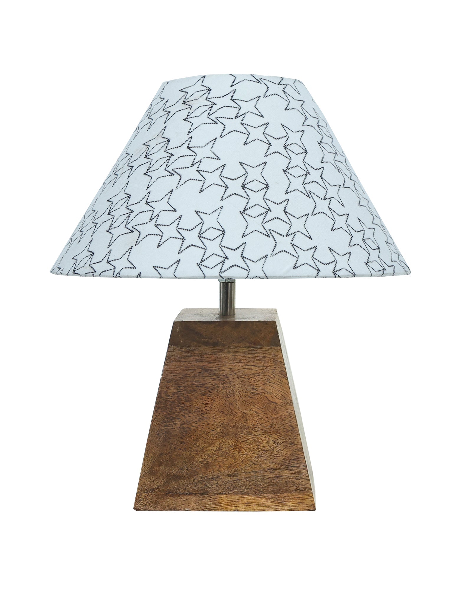 Pyramid Modern Table Lamp, Wooden Base Modern Fabric Lampshade for Home Office Cafe Restaurant, Cone