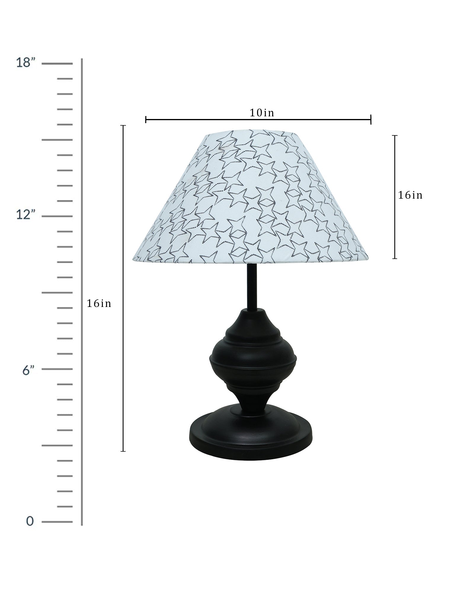 Black Metal Table Lamp | for Living Room | Modern Bedside Light with Pleated Shade | Decorative Night Lamp for Bedroom, Study, Office | Home Decor Lighting, E27 holder, Urn