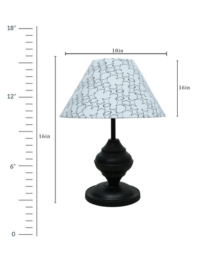 Black Metal Table Lamp | for Living Room | Modern Bedside Light with Pleated Shade | Decorative Night Lamp for Bedroom, Study, Office | Home Decor Lighting, E27 holder, Urn