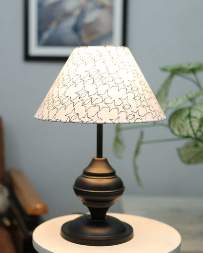 Black Metal Table Lamp | for Living Room | Modern Bedside Light with Pleated Shade | Decorative Night Lamp for Bedroom, Study, Office | Home Decor Lighting, E27 holder, Urn