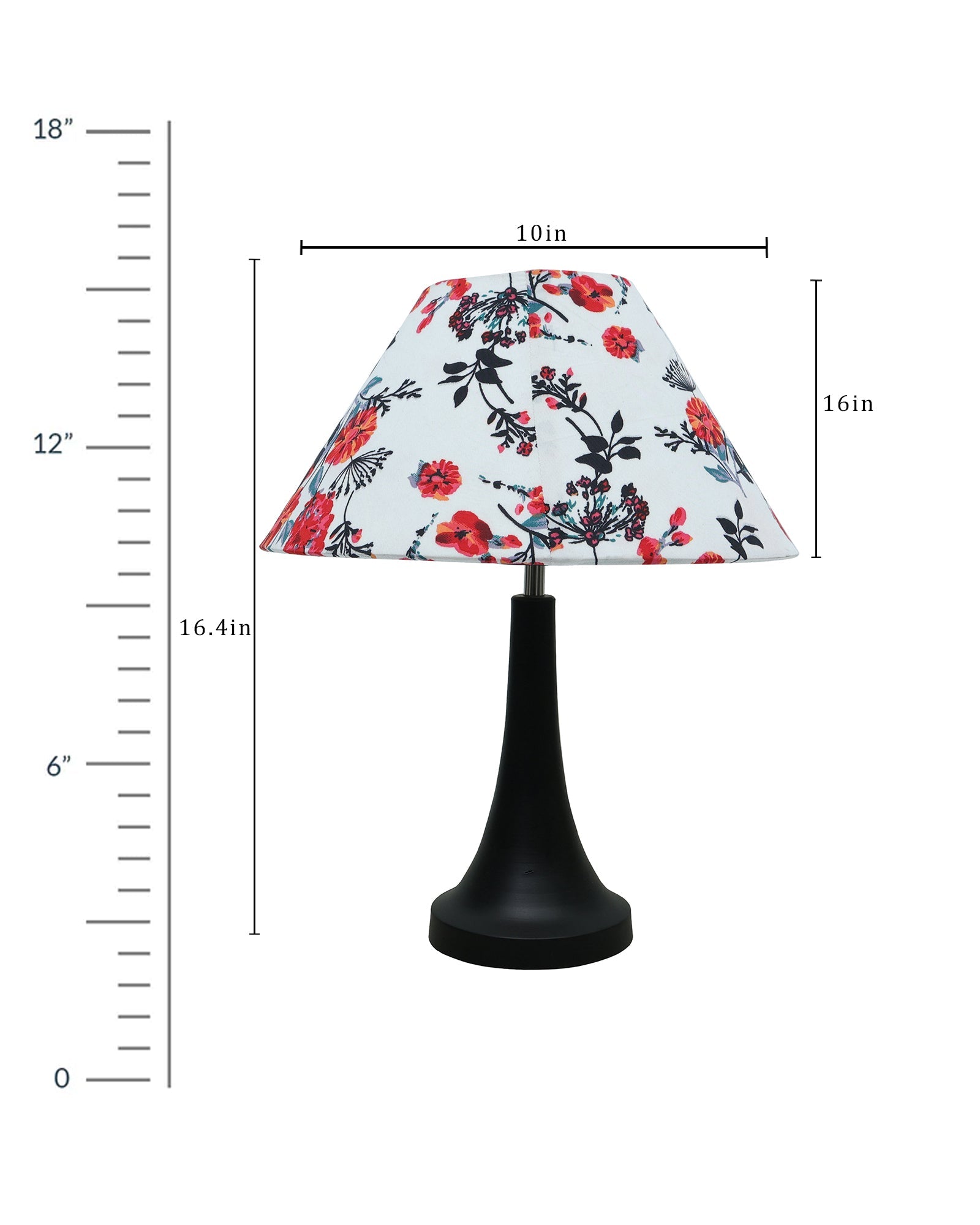 Black Metal Cone Table Lamp with Fabric Shade, B22 holder Nightstand Lamp