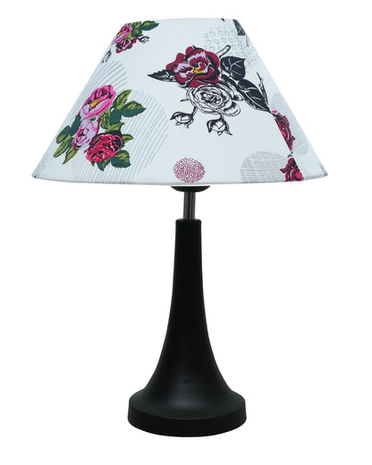 Black Metal Cone Table Lamp with Fabric Shade, B22 holder Nightstand Lamp