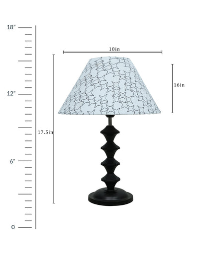 Black Metal Table Lamp with Fabric Shade, B22 holder, Pillar