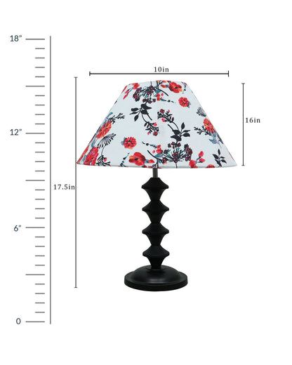 Black Metal Table Lamp with Fabric Shade, B22 holder, Pillar