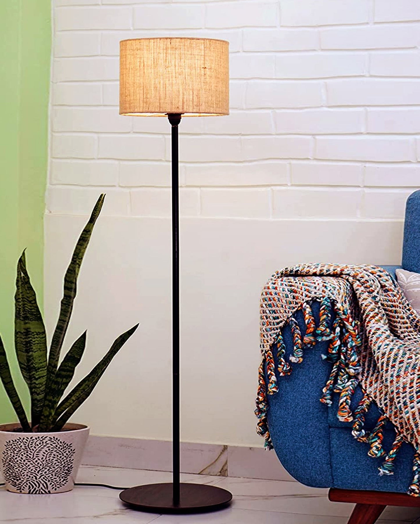 Homesake® Rustic Wooden Base Floor Lamp for Living Room | Decorative Night Standing Lamp | Corner Lamp for Living Room | Antique Industrial Vintage Minimalist Home | Office-Bird