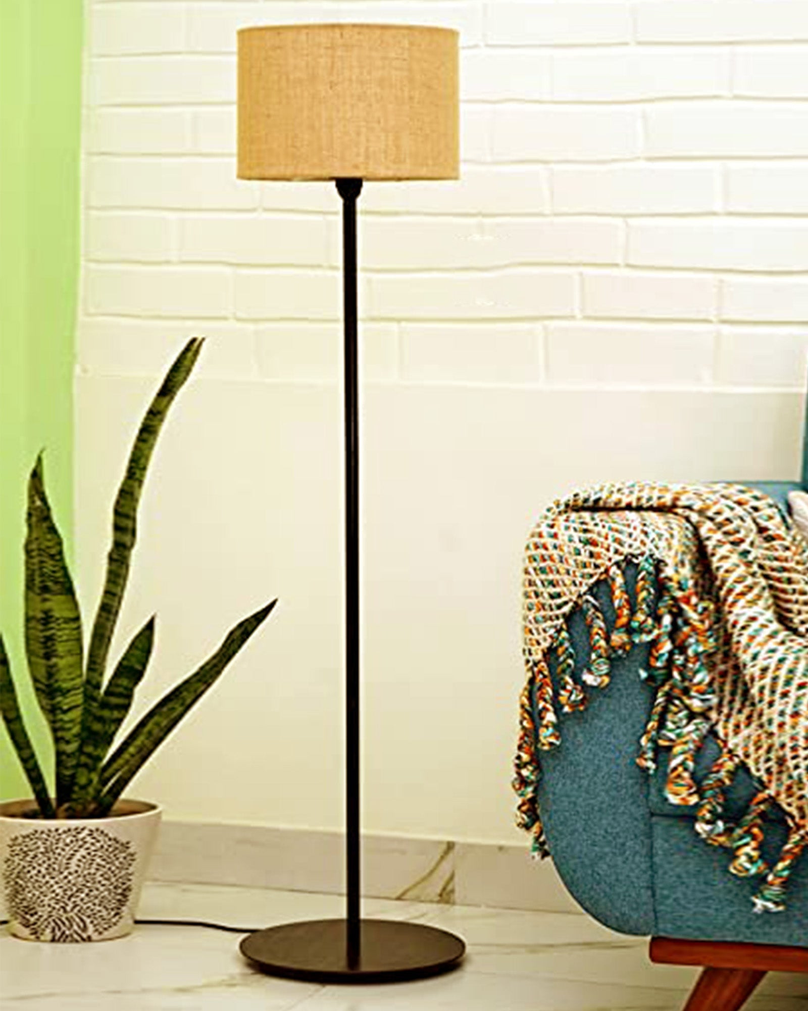 Homesake® Rustic Wooden Base Floor Lamp for Living Room | Decorative Night Standing Lamp | Corner Lamp for Living Room | Antique Industrial Vintage Minimalist Home | Office-Bird