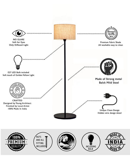 Homesake® Rustic Wooden Base Floor Lamp for Living Room | Decorative Night Standing Lamp | Corner Lamp for Living Room | Antique Industrial Vintage Minimalist Home | Office-Bird