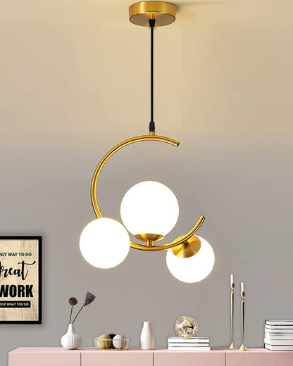 3 Globe Light Chandelier Hanging Light Gold Modern Ceiling Pendant Lamp Adjustable Cord Ceiling Light for Bedroom Living Dining Room