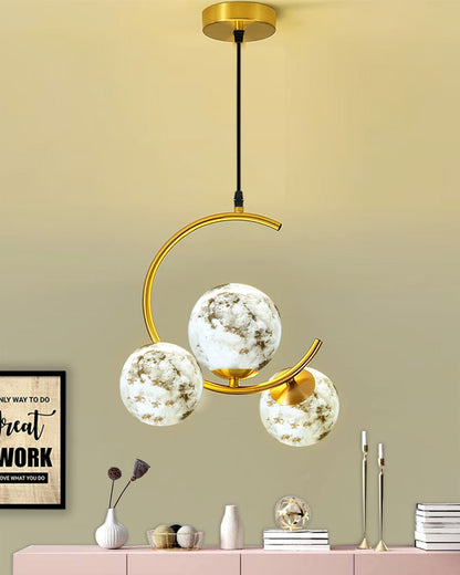 3 Globe Light Chandelier Hanging Light Gold Modern Ceiling Pendant Lamp Adjustable Cord Ceiling Light for Bedroom Living Dining Room