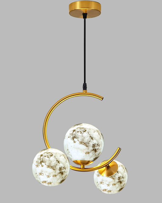 3 Globe Light Chandelier Hanging Light Gold Modern Ceiling Pendant Lamp Adjustable Cord Ceiling Light for Bedroom Living Dining Room