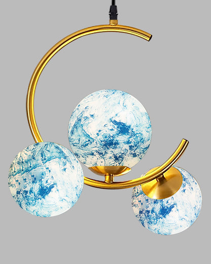 3 Globe Light Chandelier Hanging Light Gold Modern Ceiling Pendant Lamp Adjustable Cord Ceiling Light for Bedroom Living Dining Room