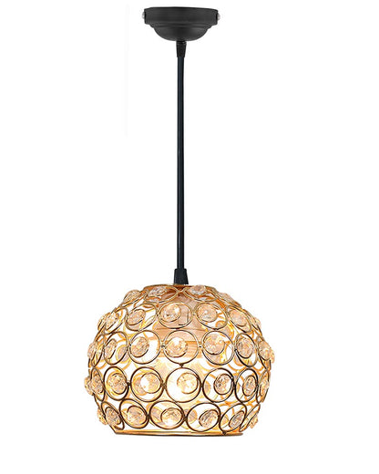 Glossy Gold Crystal hanging light, ceiling lamp, Nordic E27 pendant, Dual Ring Half Round