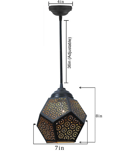 Metal Etched Pendant Light, Do Decahedron , E27 Black Golden