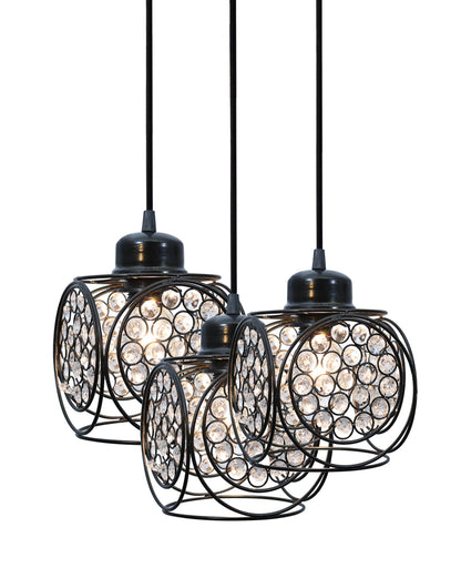 3-lights Round Cluster Chandelier Crystal hanging Pendant Light, Ring Cube