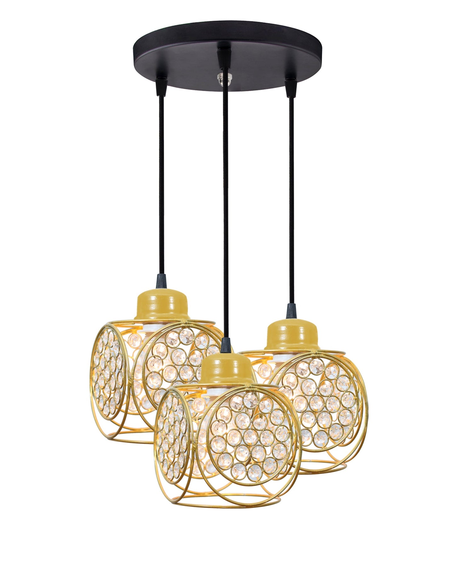 3-lights Round Cluster Chandelier Crystal hanging Pendant Light, Ring Cube