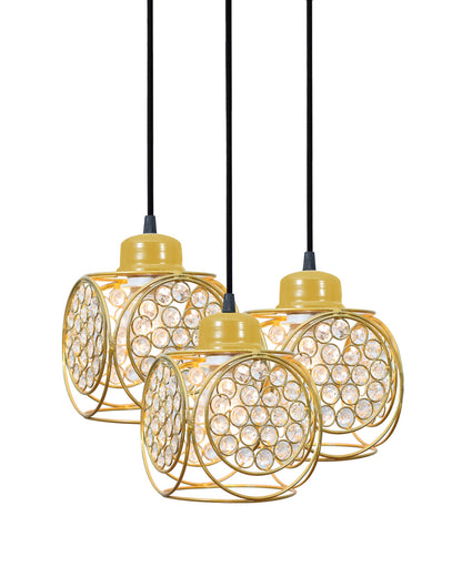 3-lights Round Cluster Chandelier Crystal hanging Pendant Light, Ring Cube