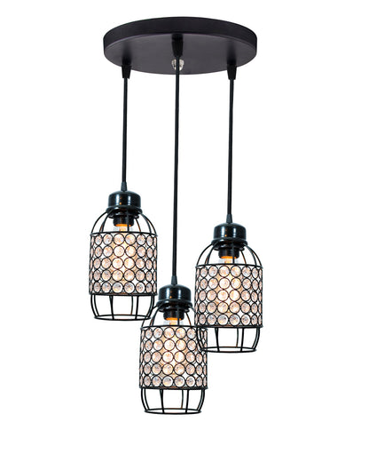 3-lights Round Cluster Chandelier Crystal hanging Pendant Light, Half Capsule