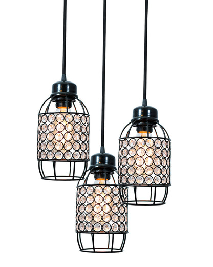 3-lights Round Cluster Chandelier Crystal hanging Pendant Light, Half Capsule