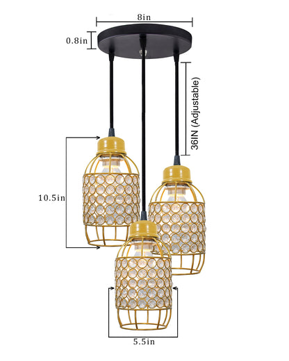 3-lights Round Cluster Chandelier Crystal hanging Pendant Light, Half Capsule