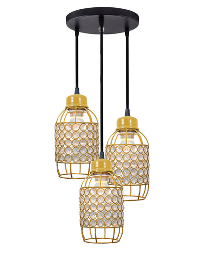 3-lights Round Cluster Chandelier Crystal hanging Pendant Light, Half Capsule