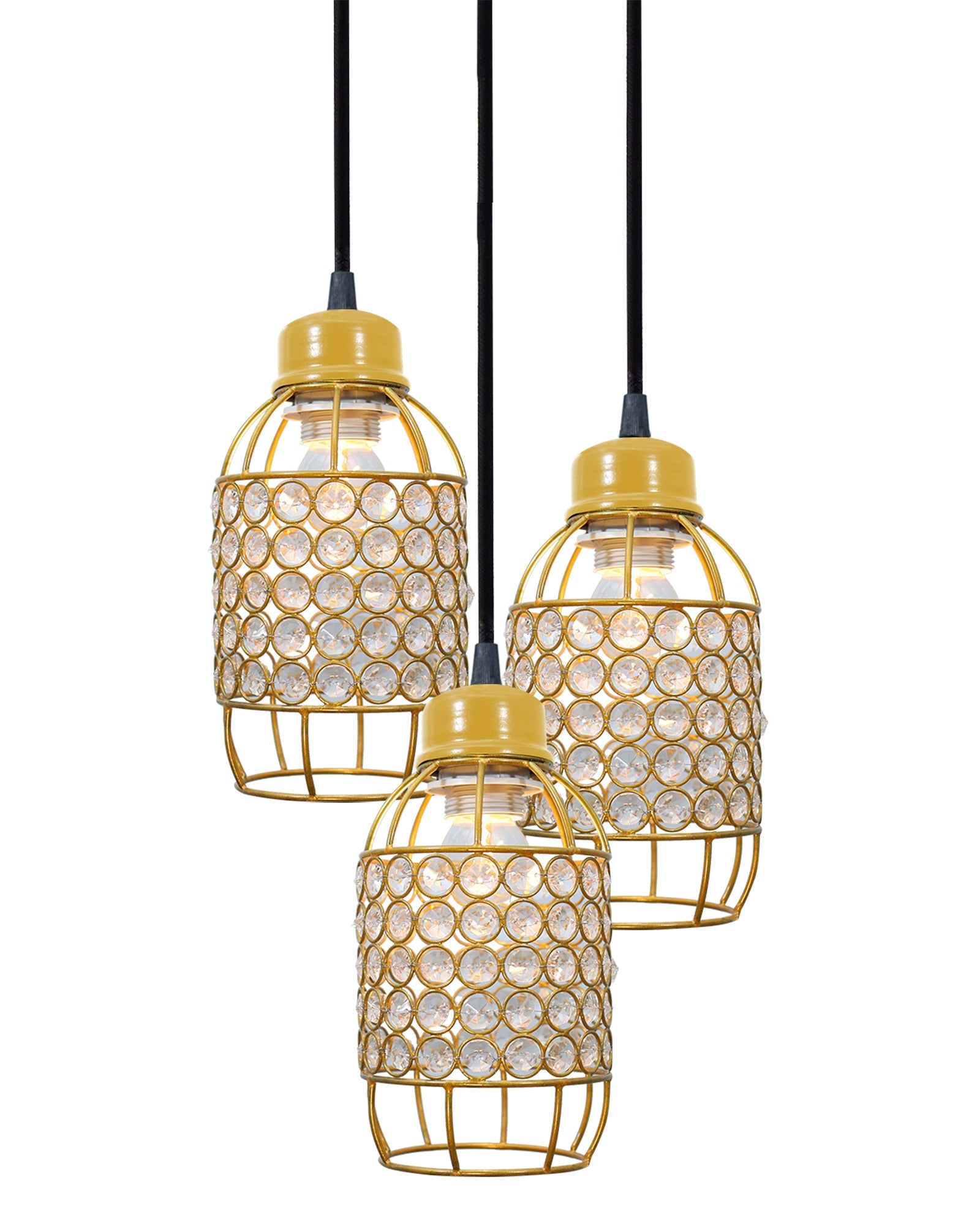 3-lights Round Cluster Chandelier Crystal hanging Pendant Light, Half Capsule