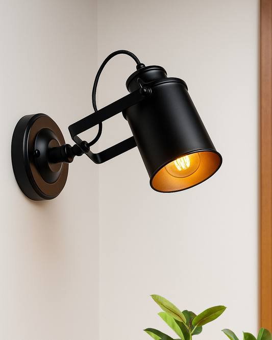 Industrial 1-Light Track Lighting Kit, Black Flush Mount Wall/Ceiling Spot Lights Fixture, Directional Ceiling Light for Kitchen,Dining Room, Living Room, Hallway, Bathroom, Cabinet