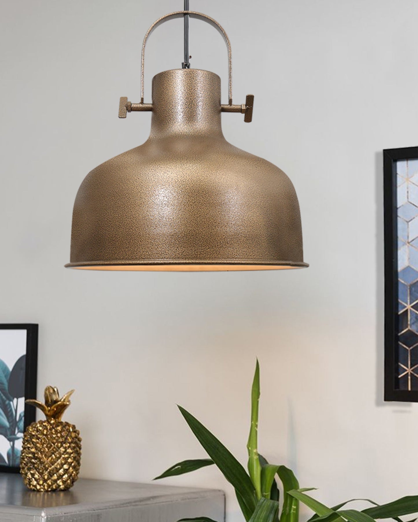 Nautical Barn Pendant Light Retro Pendant Light 14"Wide 1-Light Pendant Lamp with Dome Shape Ceiling Chandelier, Farmhouse