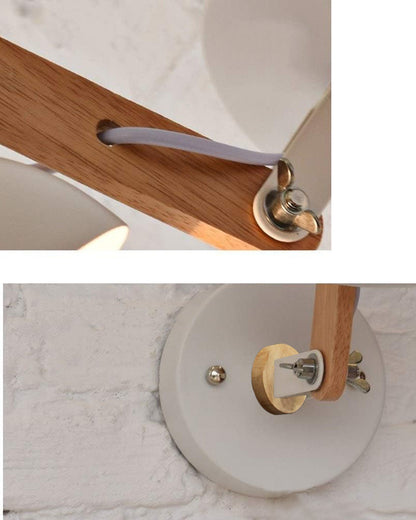 Wall light fixtures Industrial Sconce, E27 Base Vintage Wall Lamp Vintage Adjustable Wooden Swing Movement Arm Living Room Bedroom Study