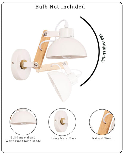 Wall light fixtures Industrial Sconce, E27 Base Vintage Wall Lamp Vintage Adjustable Wooden Swing Movement Arm Living Room Bedroom Study