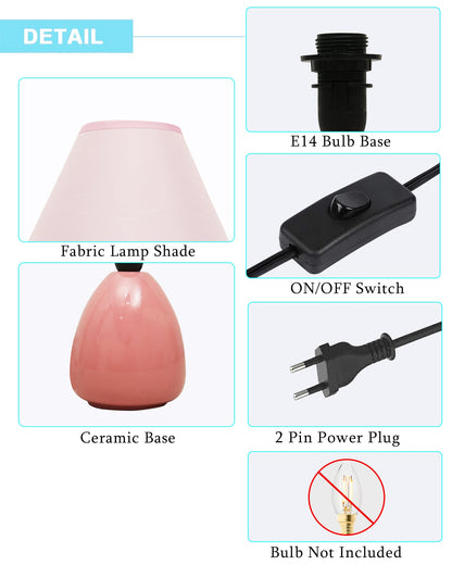 Modern Small Ceramic Table Lamp, Classic Bedside Desk lamp for Living Room Bedroom, Farmhouse Night , Urn