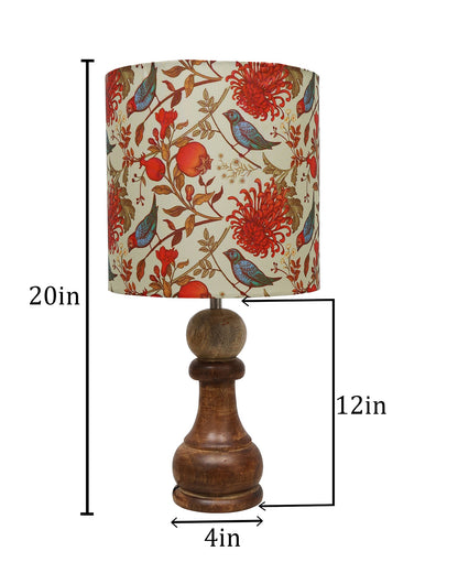 Chess Bedside Table Desk Lamp Rustic Wood Base Fabric Shade for Décor, Accent Light, Gameroom, Kids', Living Room, Bedroom, Office