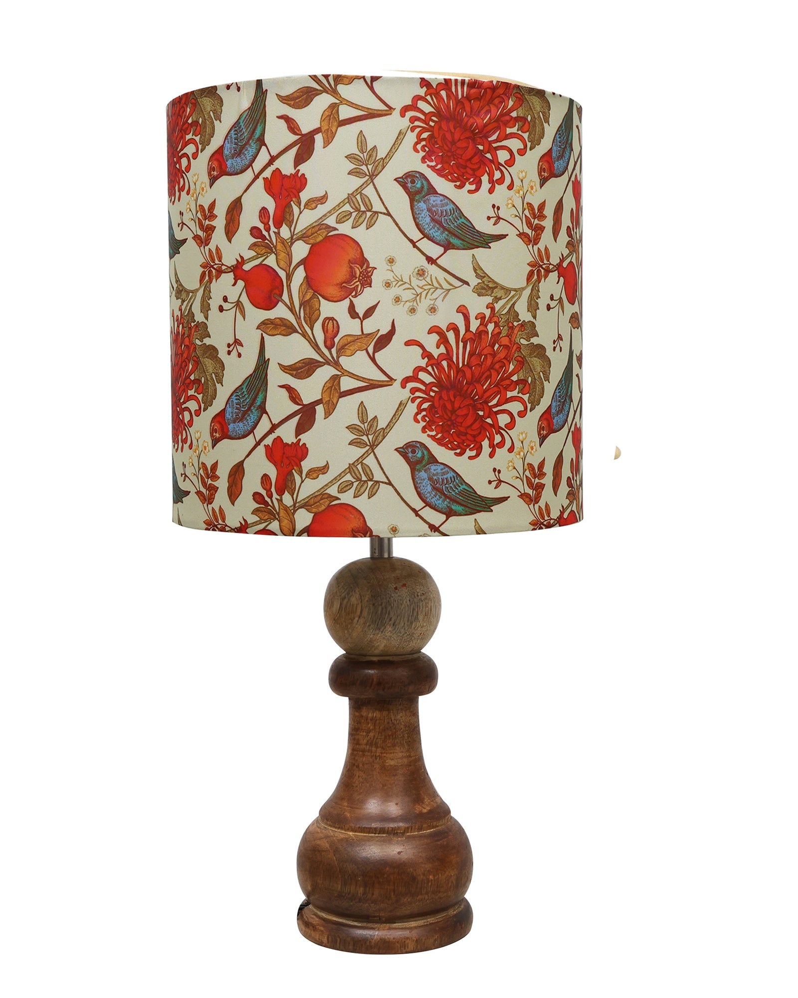 Chess Bedside Table Desk Lamp Rustic Wood Base Fabric Shade for Décor, Accent Light, Gameroom, Kids', Living Room, Bedroom, Office