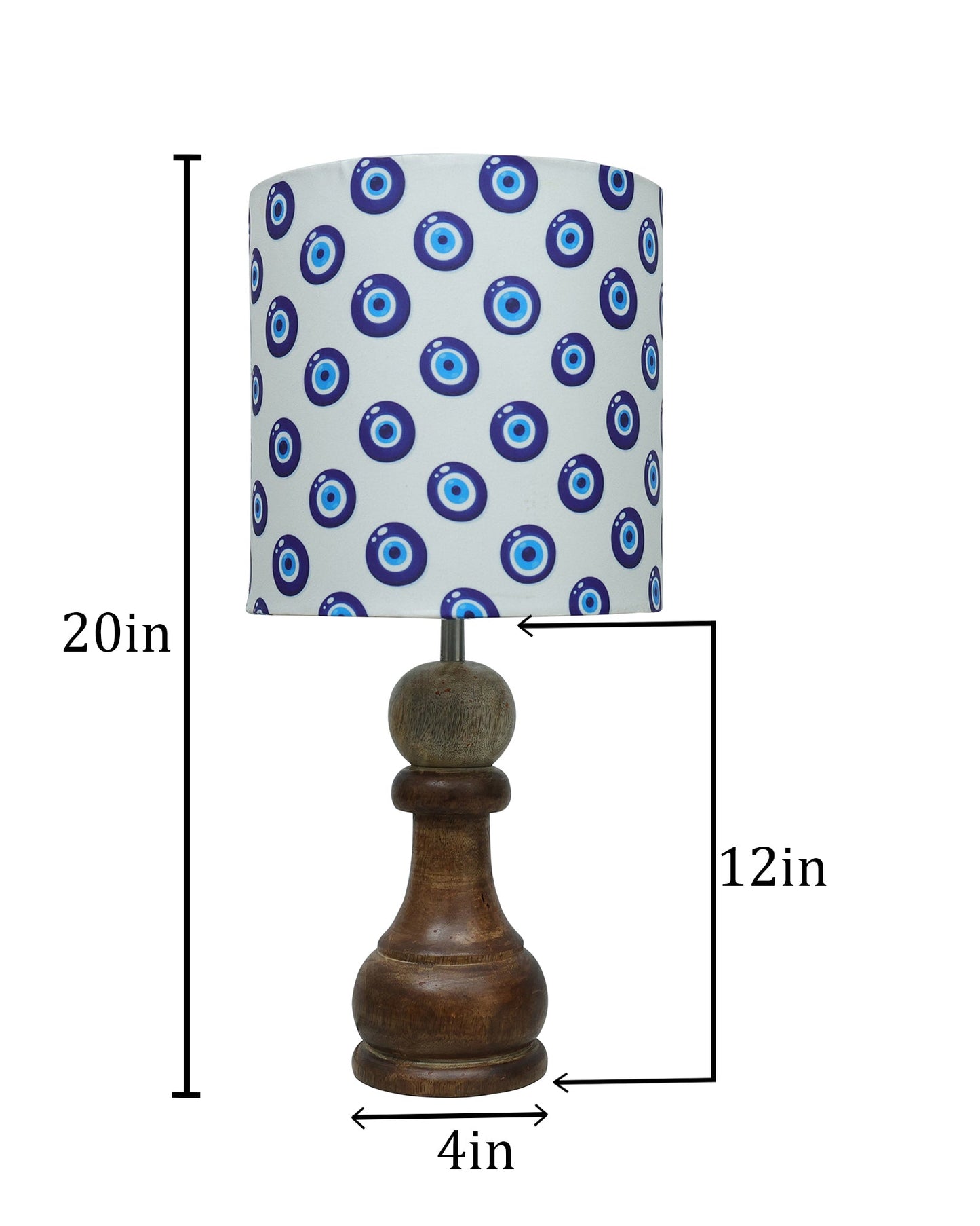 Chess Bedside Table Desk Lamp Rustic Wood Base Fabric Shade for Décor, Accent Light, Gameroom, Kids', Living Room, Bedroom, Office