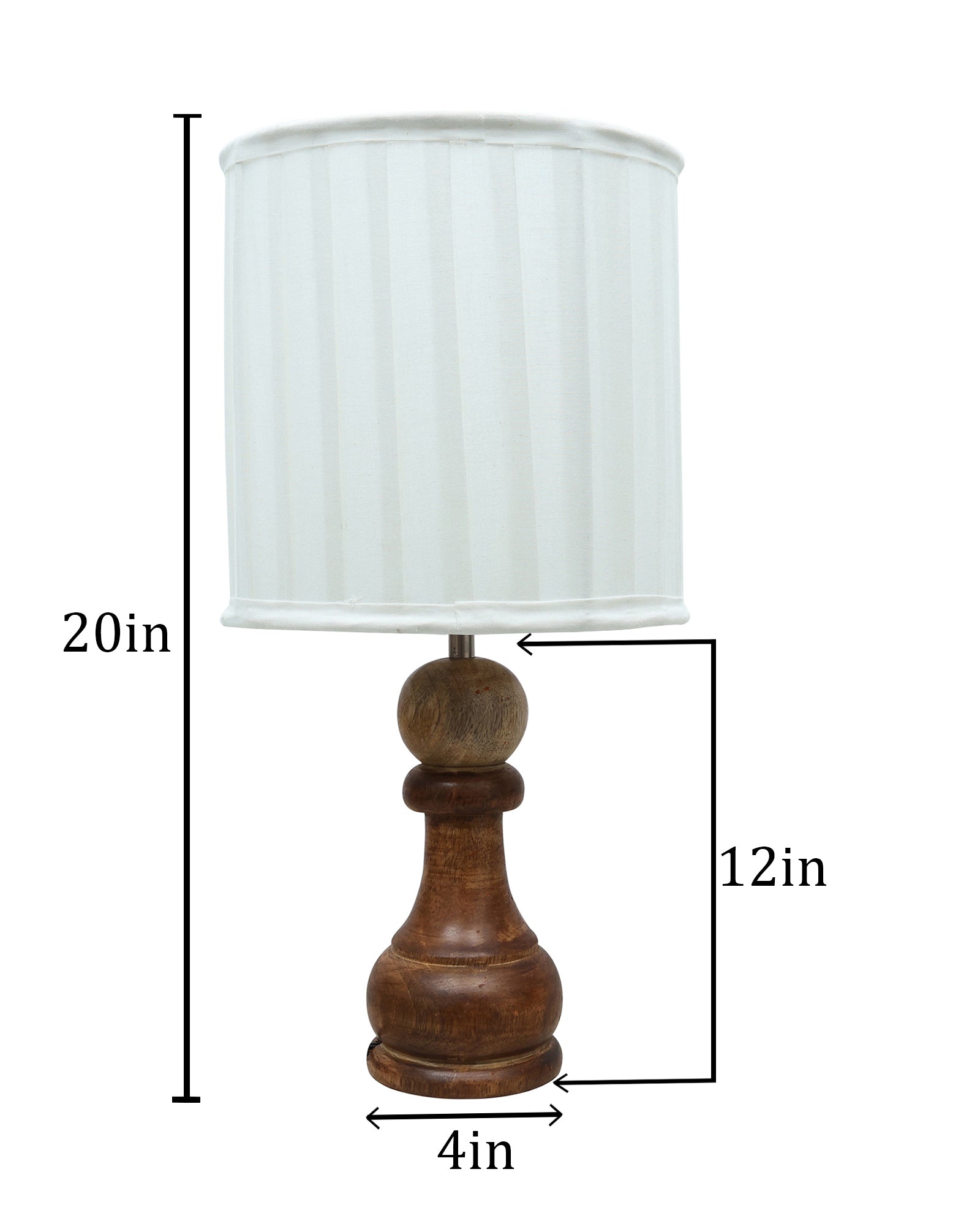 Chess Bedside Table Desk Lamp Rustic Wood Base Fabric Shade for Décor, Accent Light, Gameroom, Kids', Living Room, Bedroom, Office