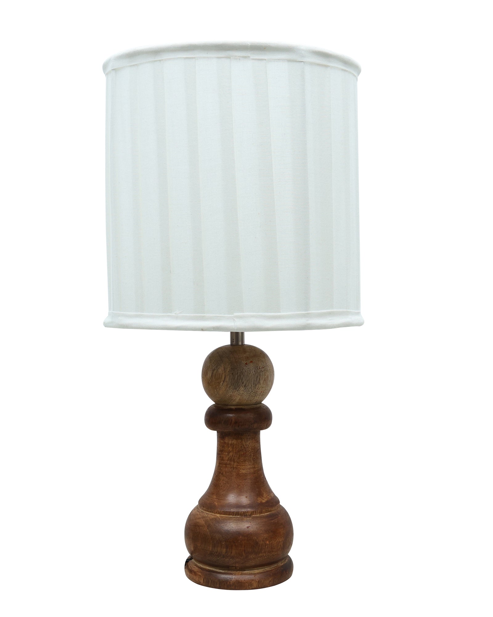 Chess Bedside Table Desk Lamp Rustic Wood Base Fabric Shade for Décor, Accent Light, Gameroom, Kids', Living Room, Bedroom, Office