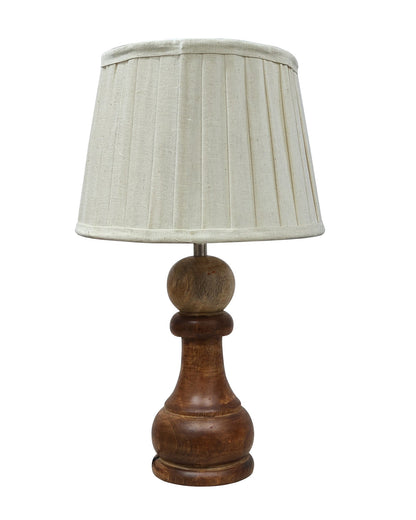 Chess Bedside Table Desk Lamp Rustic Wood Base Fabric Shade for Décor, Accent Light, Gameroom, Kids', Living Room, Bedroom, Office