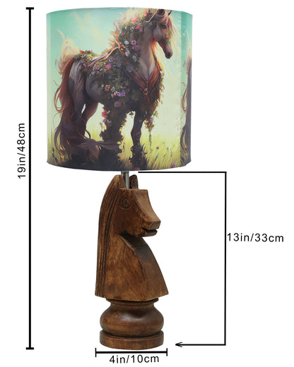 Chess Bedside Table Desk Lamp Rustic Wood Base Fabric Shade for Décor, Accent Light, Gameroom, Kids', Living Room, Bedroom, Office, Resturant