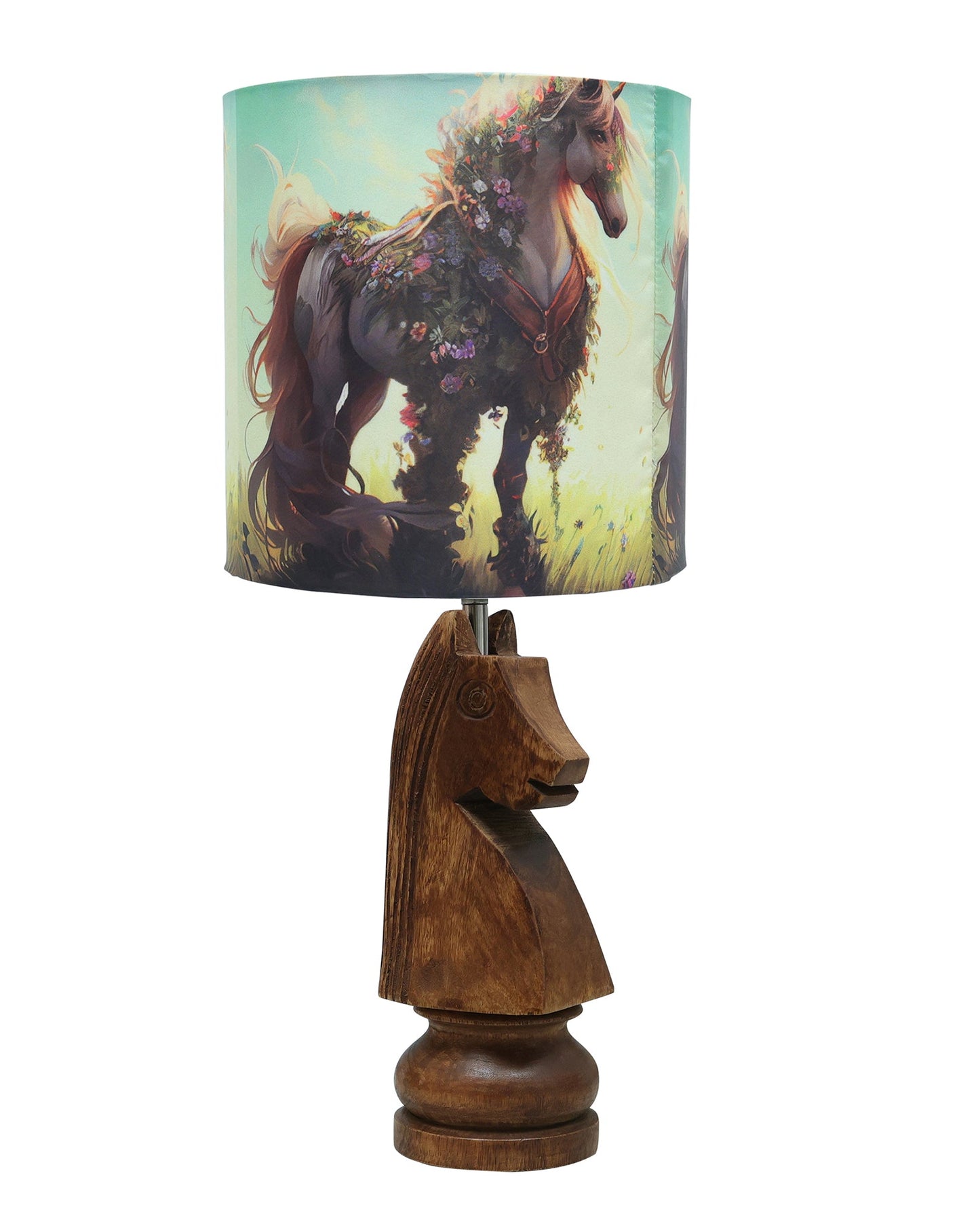 Chess Bedside Table Desk Lamp Rustic Wood Base Fabric Shade for Décor, Accent Light, Gameroom, Kids', Living Room, Bedroom, Office, Resturant