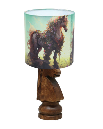Chess Bedside Table Desk Lamp Rustic Wood Base Fabric Shade for Décor, Accent Light, Gameroom, Kids', Living Room, Bedroom, Office, Resturant