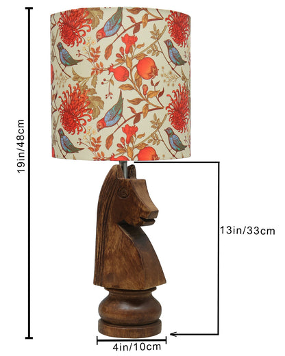 Chess Bedside Table Desk Lamp Rustic Wood Base Fabric Shade for Décor, Accent Light, Gameroom, Kids', Living Room, Bedroom, Office, Resturant