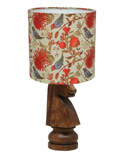 Chess Bedside Table Desk Lamp Rustic Wood Base Fabric Shade for Décor, Accent Light, Gameroom, Kids', Living Room, Bedroom, Office, Resturant