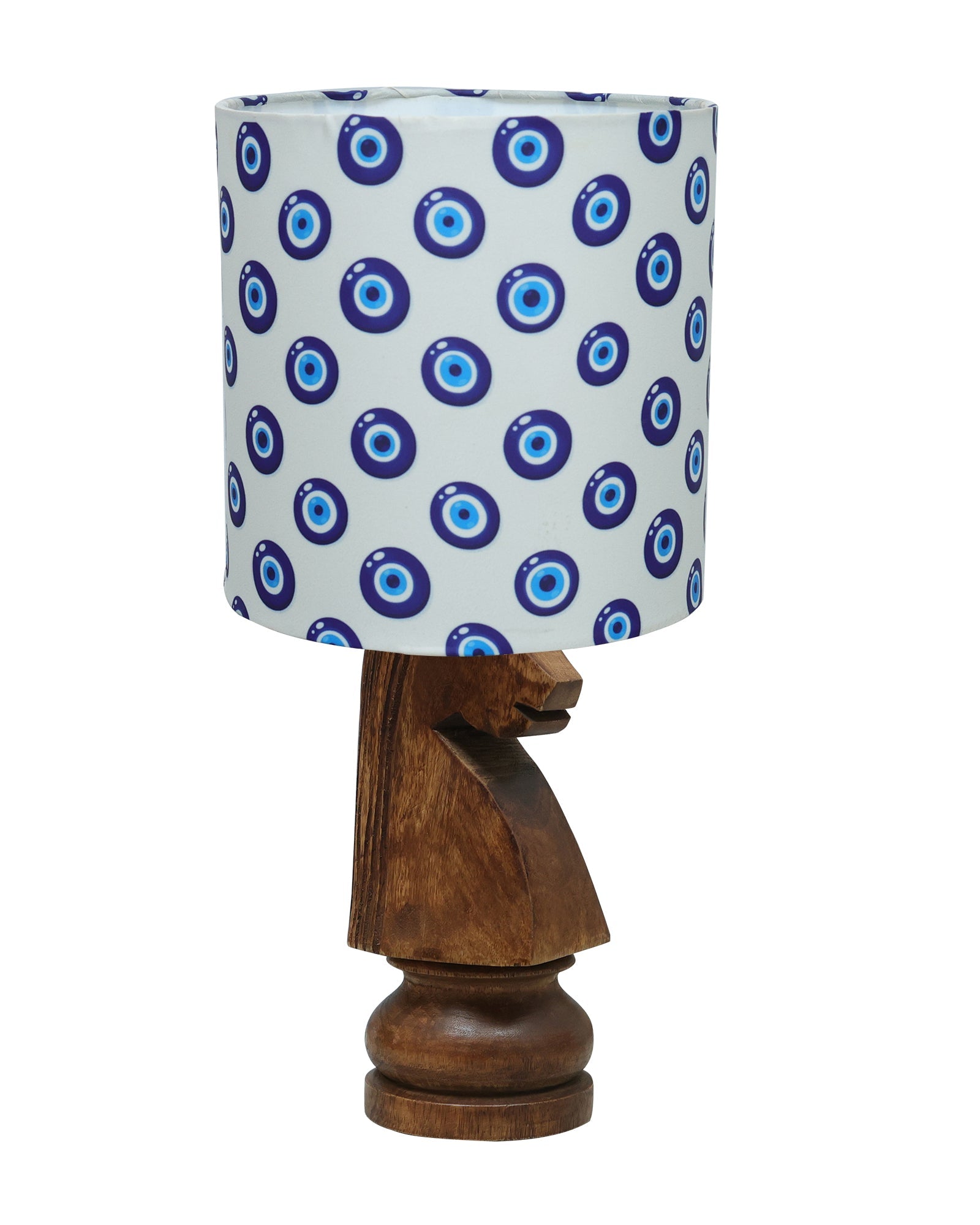 Chess Bedside Table Desk Lamp Rustic Wood Base Fabric Shade for Décor, Accent Light, Gameroom, Kids', Living Room, Bedroom, Office, Resturant