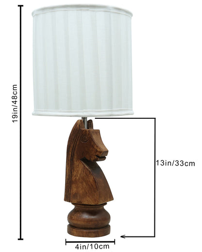 Chess Bedside Table Desk Lamp Rustic Wood Base Fabric Shade for Décor, Accent Light, Gameroom, Kids', Living Room, Bedroom, Office, Resturant