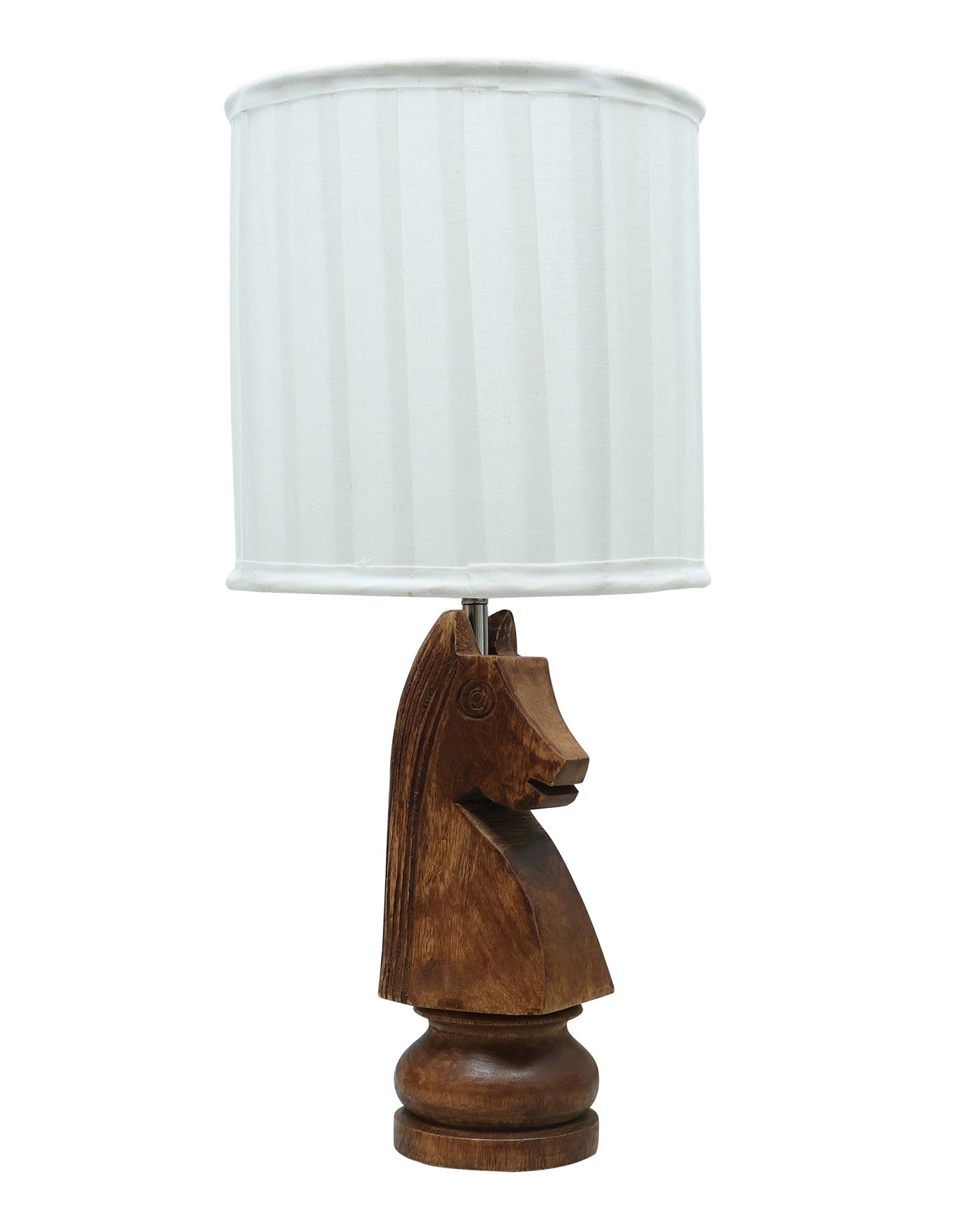 Chess Bedside Table Desk Lamp Rustic Wood Base Fabric Shade for Décor, Accent Light, Gameroom, Kids', Living Room, Bedroom, Office, Resturant