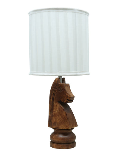 Chess Bedside Table Desk Lamp Rustic Wood Base Fabric Shade for Décor, Accent Light, Gameroom, Kids', Living Room, Bedroom, Office, Resturant